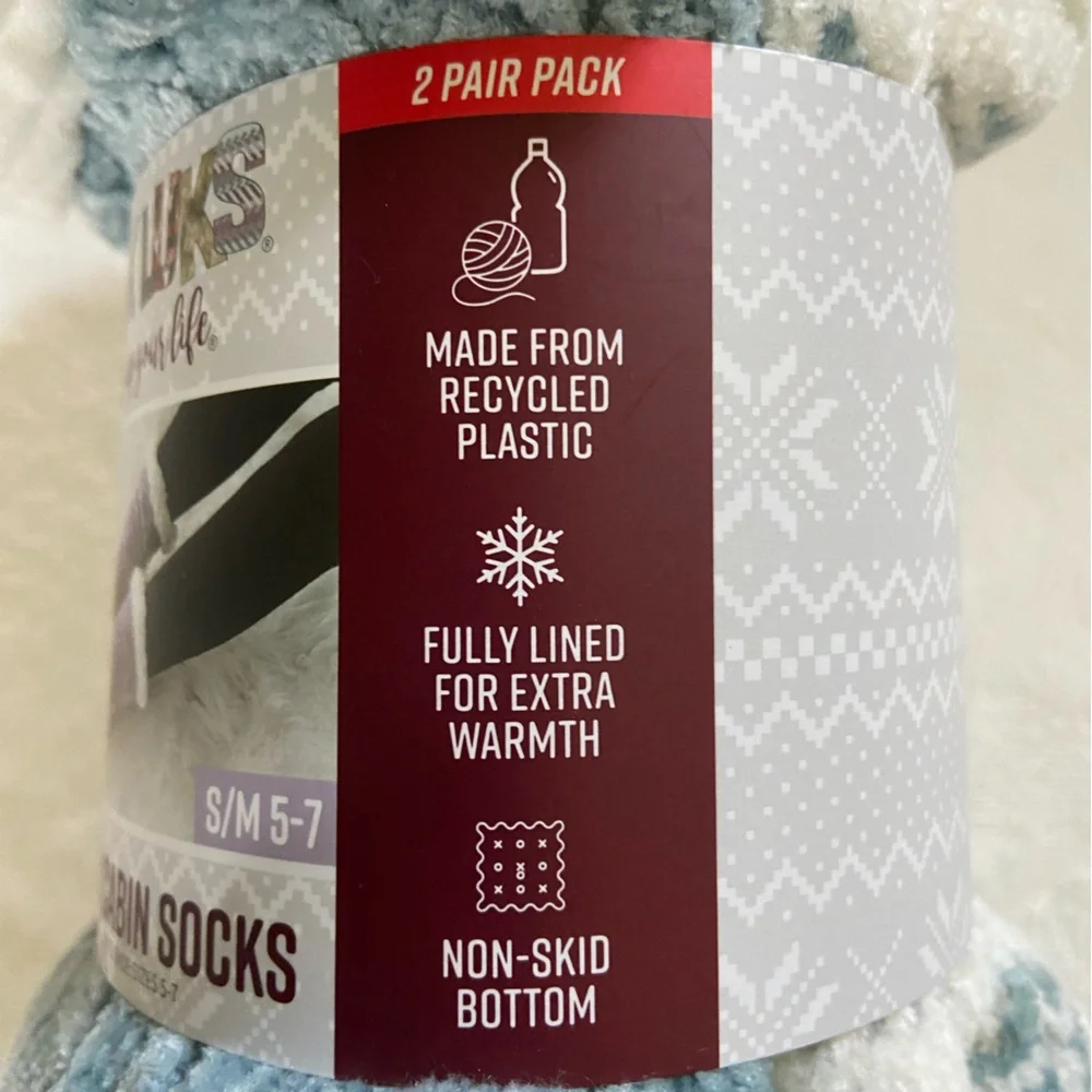 MUK LUKS Womens Cabin Socks 2 Pair S/M